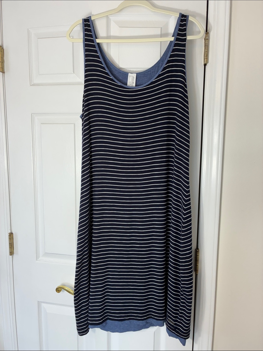 Eddie Bauer Navy and White Striped Reversible Midi Tank Dress, size XL